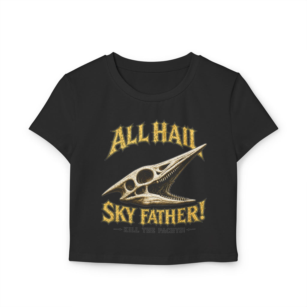 All Hail Sky Father! Crop Tee — Vintage Pteranodon Graphic Baby T‑Shirt