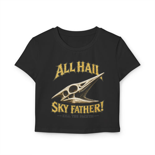 All Hail Sky Father! Crop Tee — Vintage Pteranodon Graphic Baby T‑Shirt