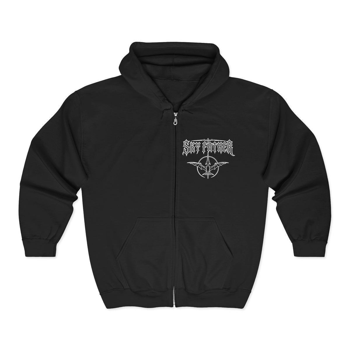 Sky Father Zip Hoodie — Retro Sky Father Graphic Full-Zip Sweatshirt
