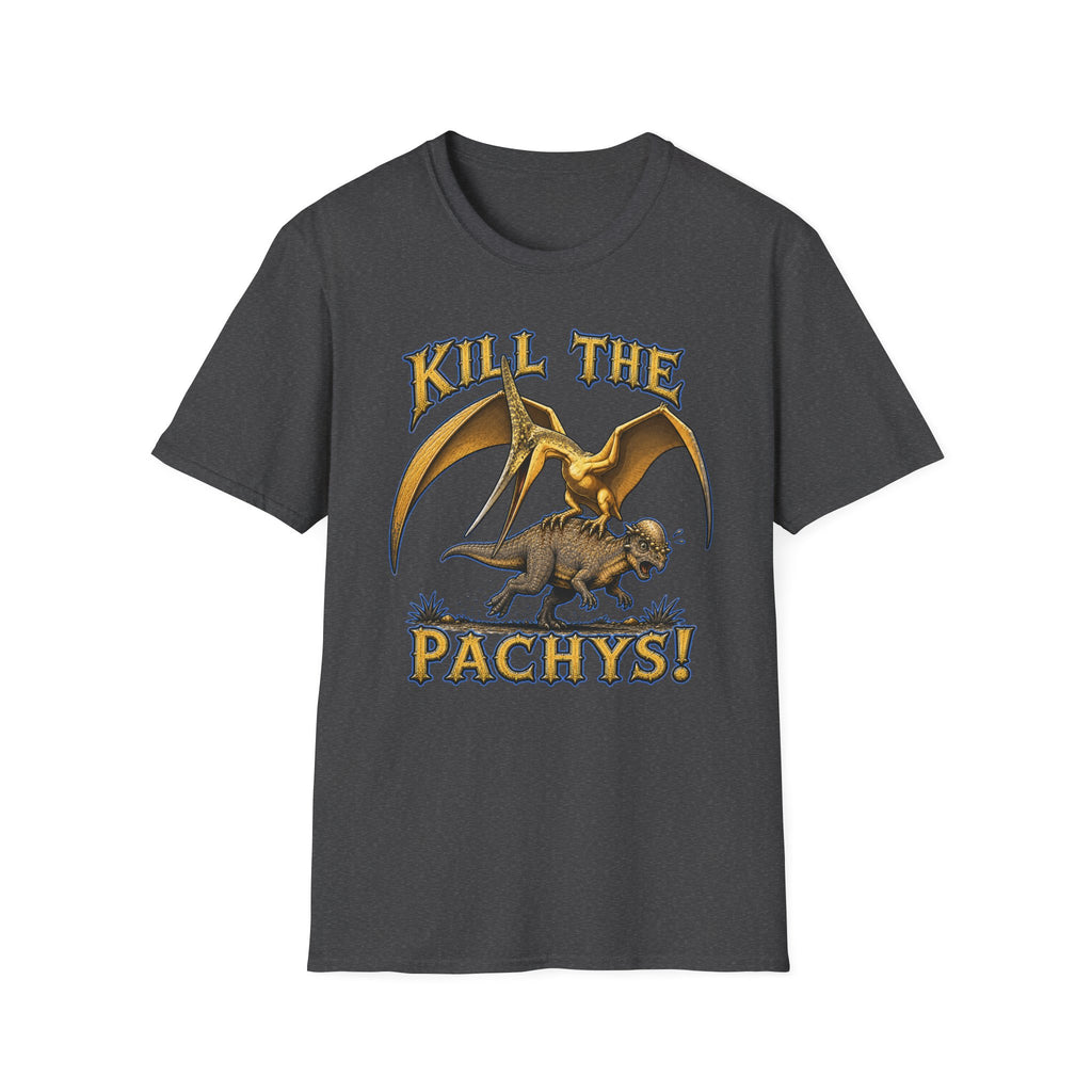 Graphic T-Shirt — "Kill the Pachys!" Sky Father Dinosaur Rock Tee