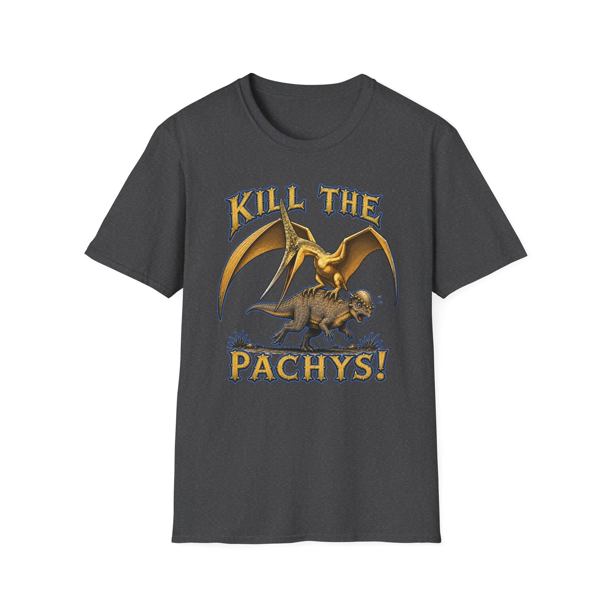 Graphic T-Shirt — "Kill the Pachys!" Sky Father Dinosaur Rock Tee