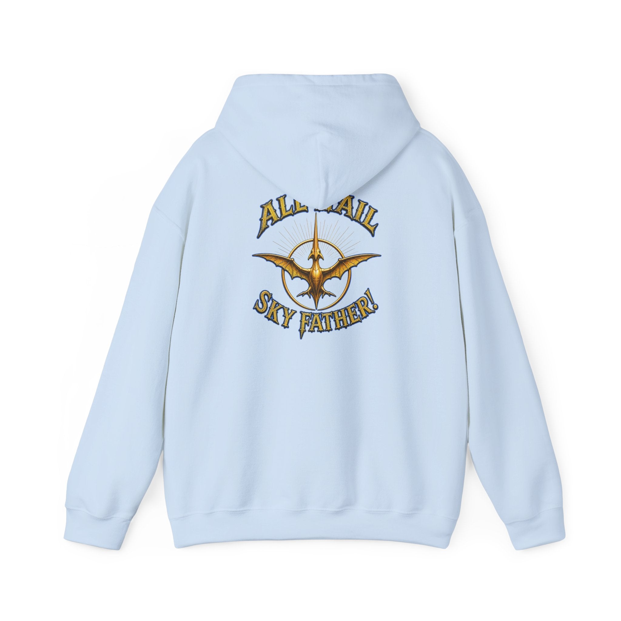 Sky Father Graphic Hoodie — "Kill the Pachys! / All Hail Sky Father!" Retro Dino Streetwear