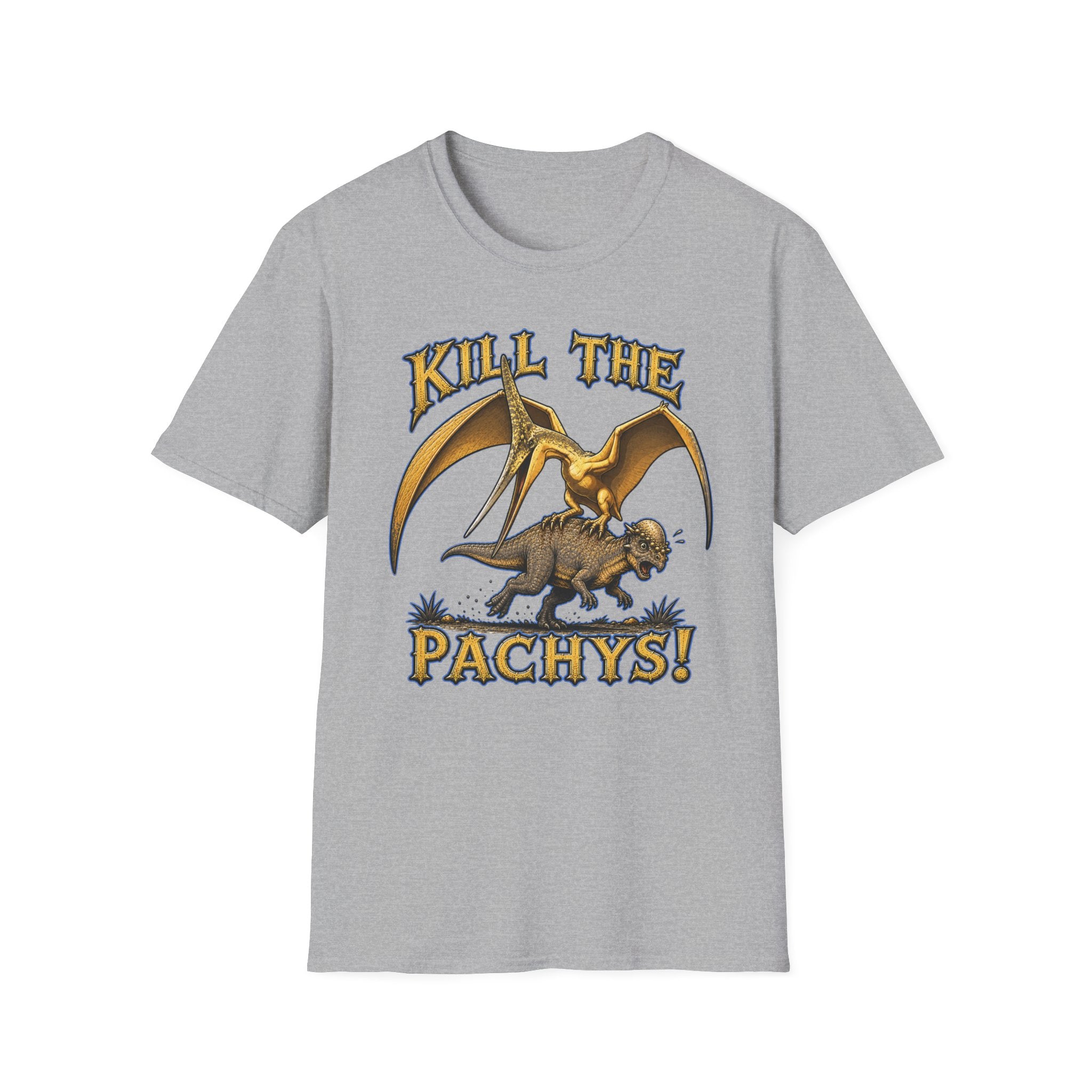Graphic T-Shirt — "Kill the Pachys!" Sky Father Dinosaur Rock Tee