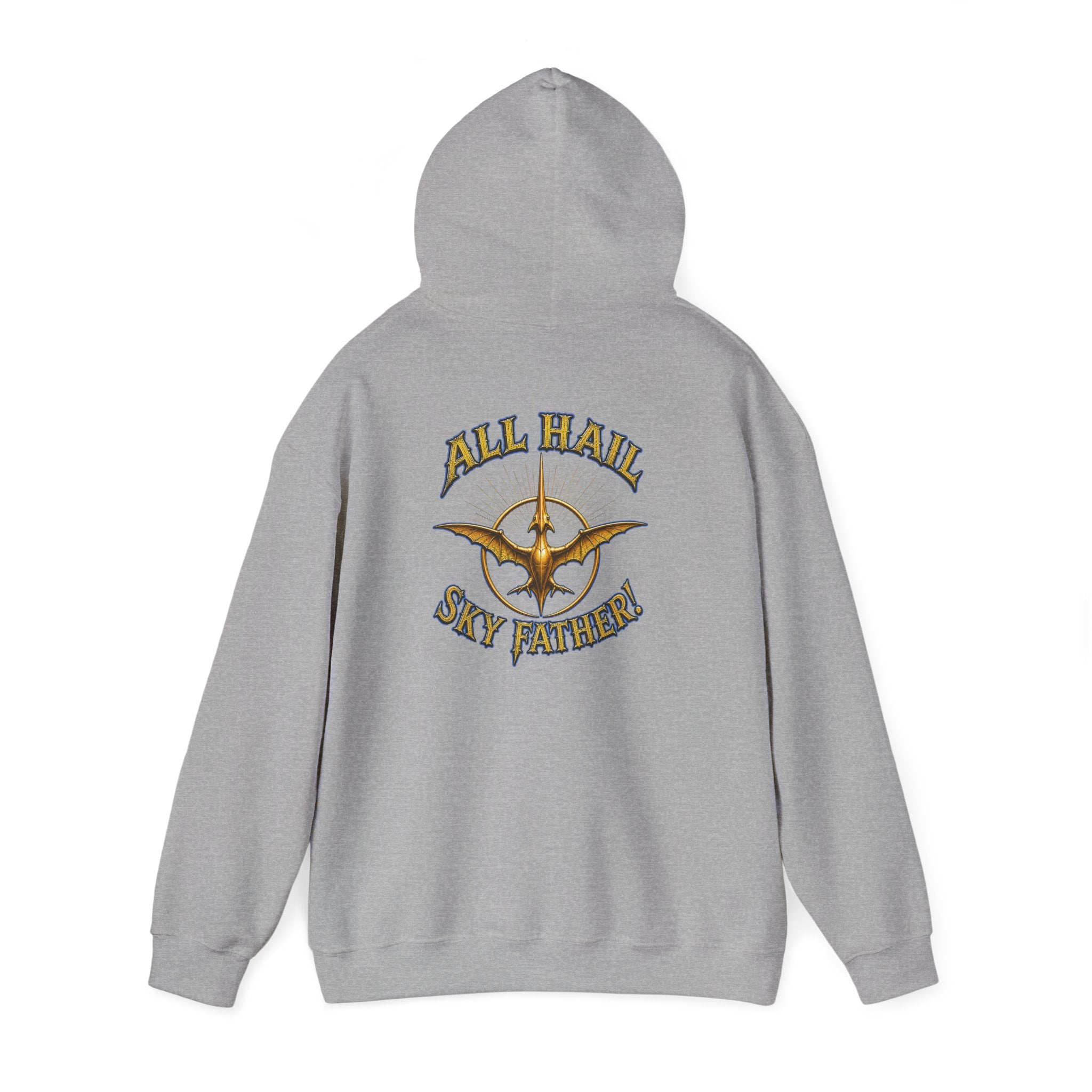 Sky Father Graphic Hoodie — "Kill the Pachys! / All Hail Sky Father!" Retro Dino Streetwear