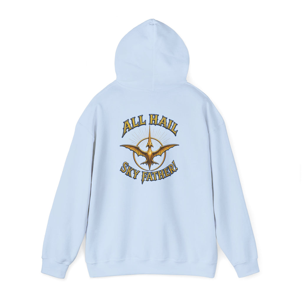Sky Father Graphic Hoodie — "Kill the Pachys! / All Hail Sky Father!" Retro Dino Streetwear