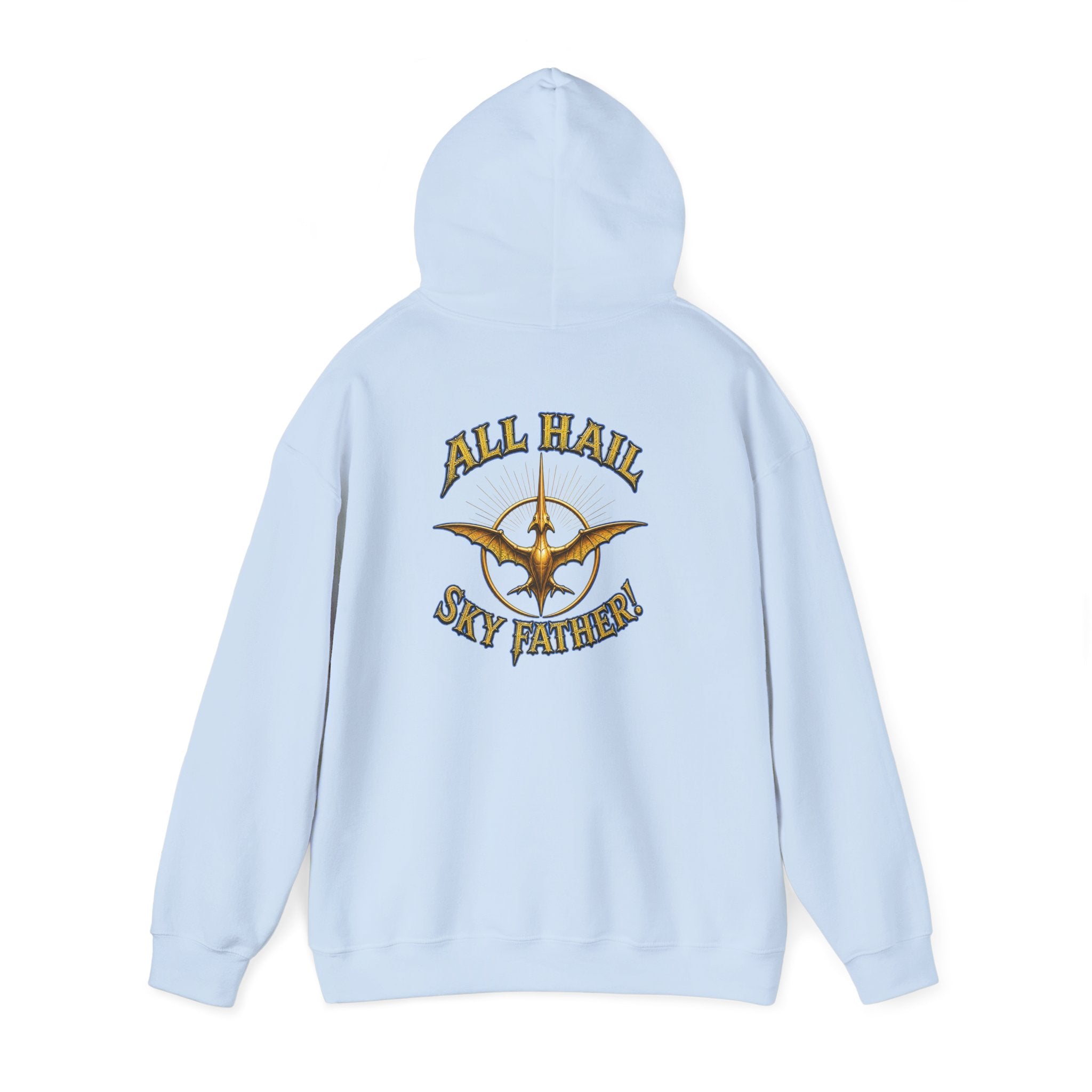 Sky Father Graphic Hoodie — "Kill the Pachys! / All Hail Sky Father!" Retro Dino Streetwear