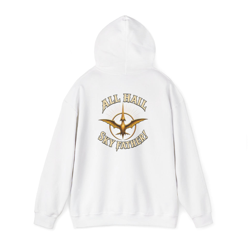 Sky Father Pteranodon Hoodie — "All Hail Sky Father" Graphic Hooded Sweatshirt