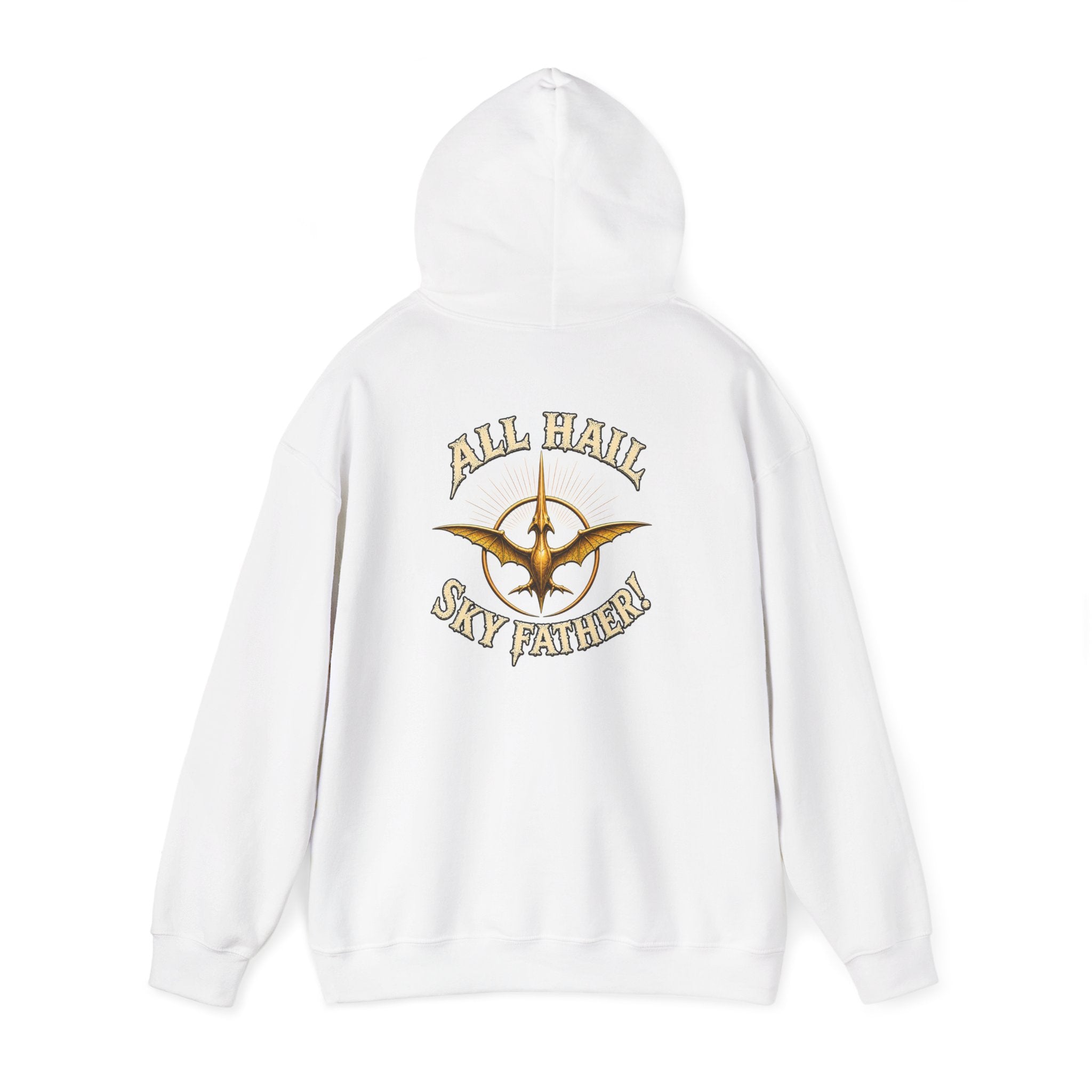 Sky Father Pteranodon Hoodie — "All Hail Sky Father" Graphic Hooded Sweatshirt