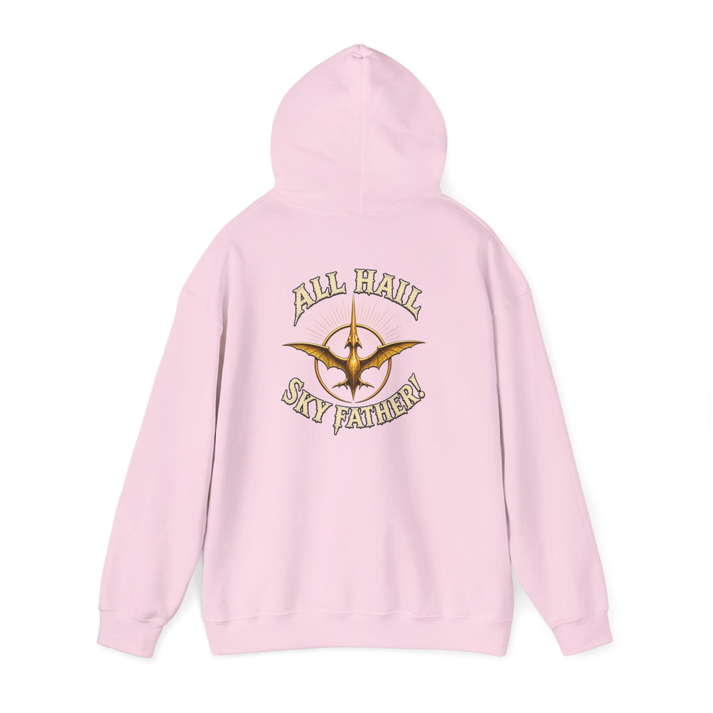 Sky Father Pteranodon Hoodie — "All Hail Sky Father" Graphic Hooded Sweatshirt