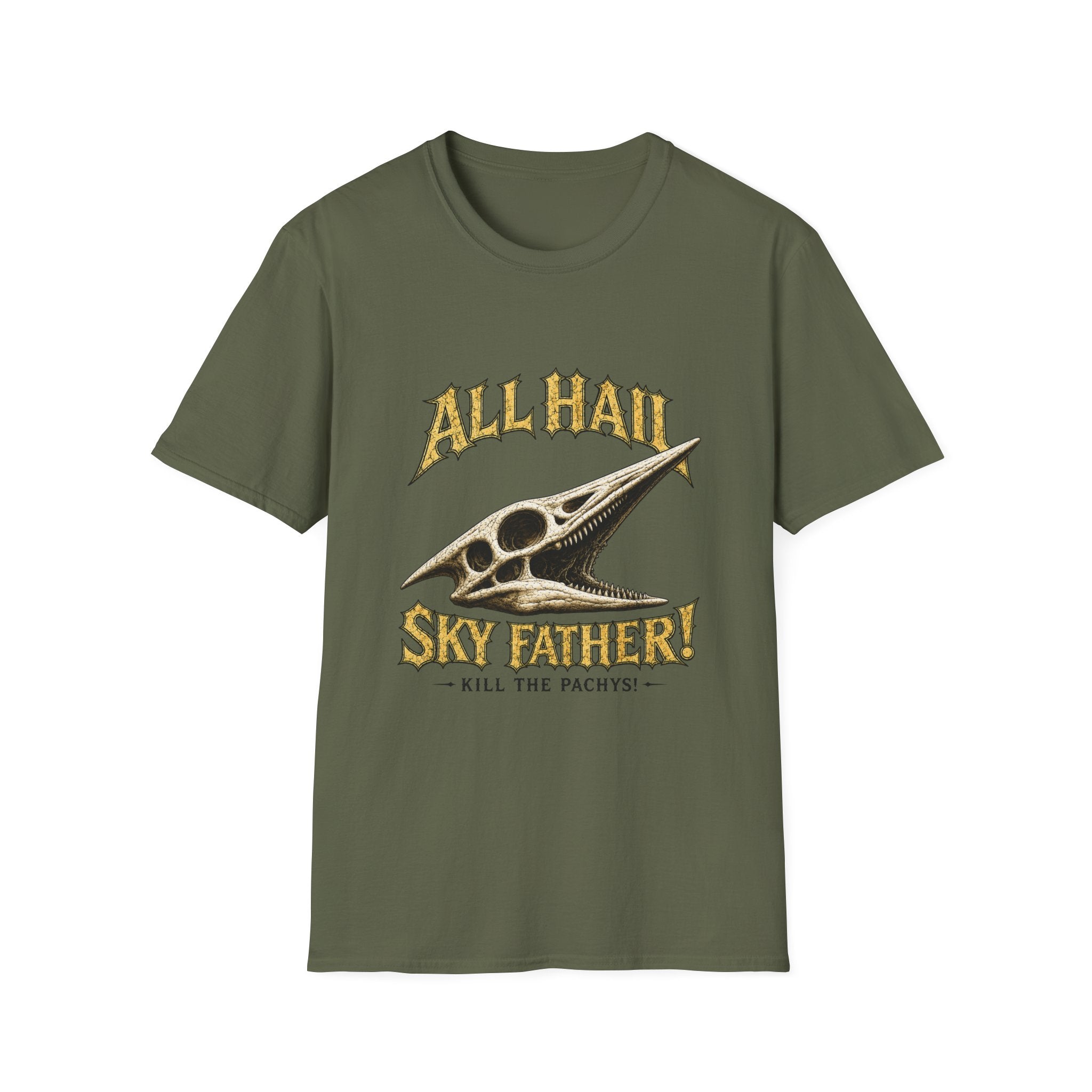 All Hail Sky Father T-Shirt — "All Hail Sky Father" Dinosaur Graphic Tee