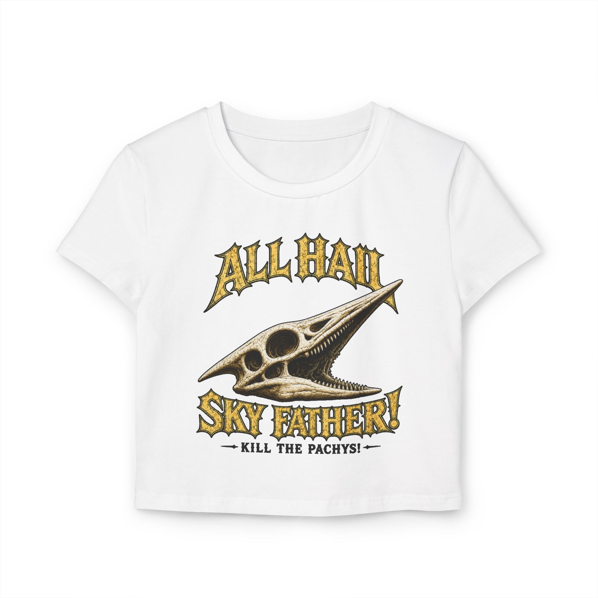 All Hail Sky Father! Crop Tee — Vintage Pteranodon Graphic Baby T‑Shirt