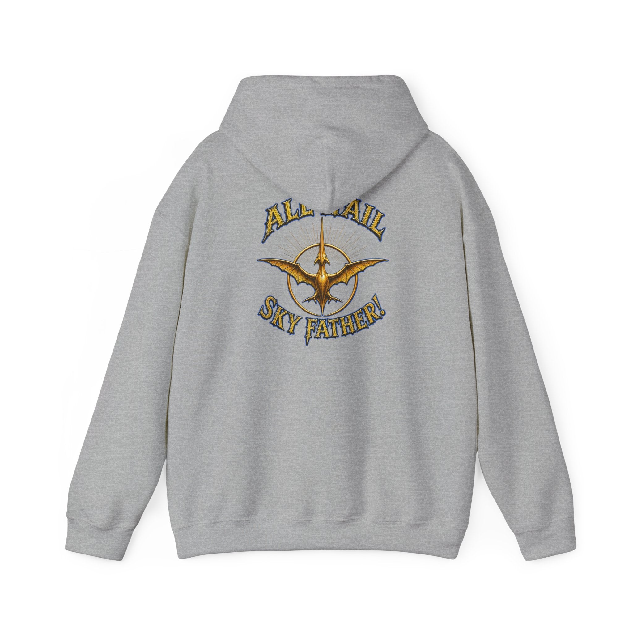 Sky Father Graphic Hoodie — "Kill the Pachys! / All Hail Sky Father!" Retro Dino Streetwear
