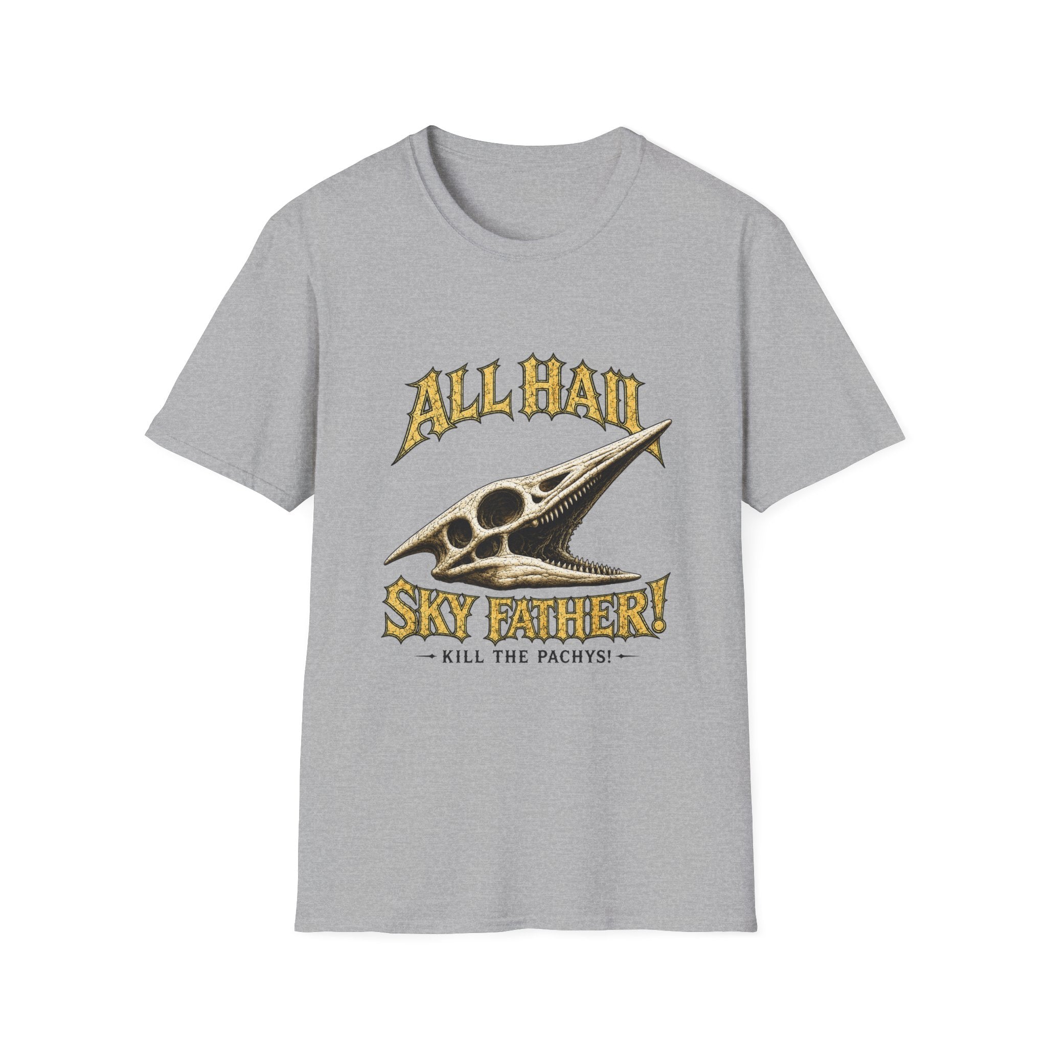 All Hail Sky Father T-Shirt — "All Hail Sky Father" Dinosaur Graphic Tee