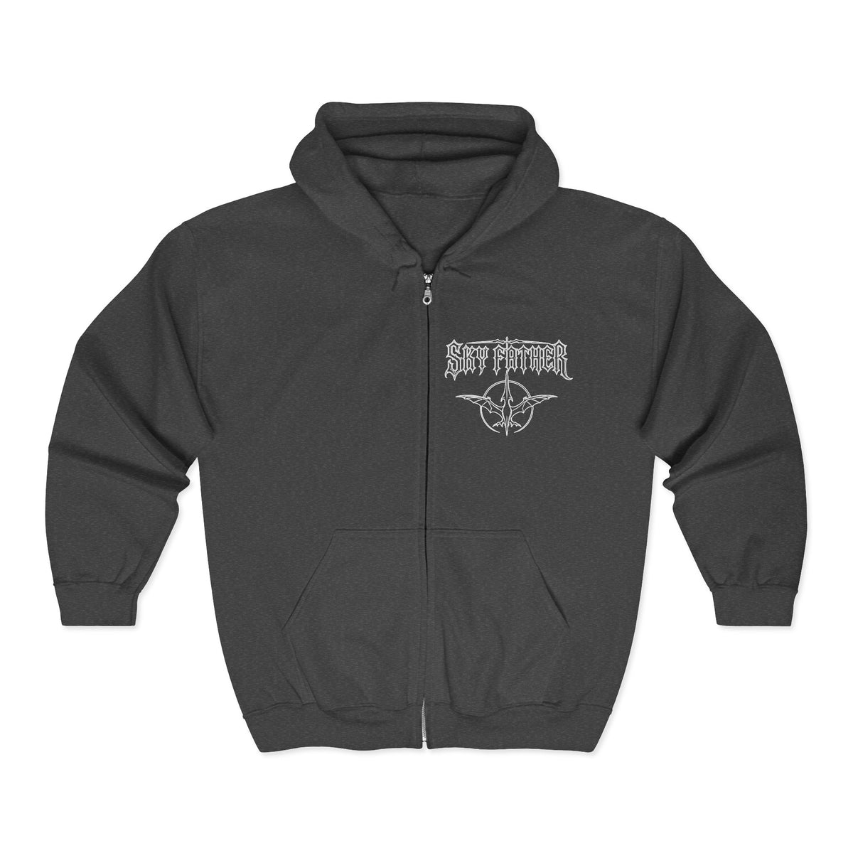 Sky Father Zip Hoodie — Retro Sky Father Graphic Full-Zip Sweatshirt