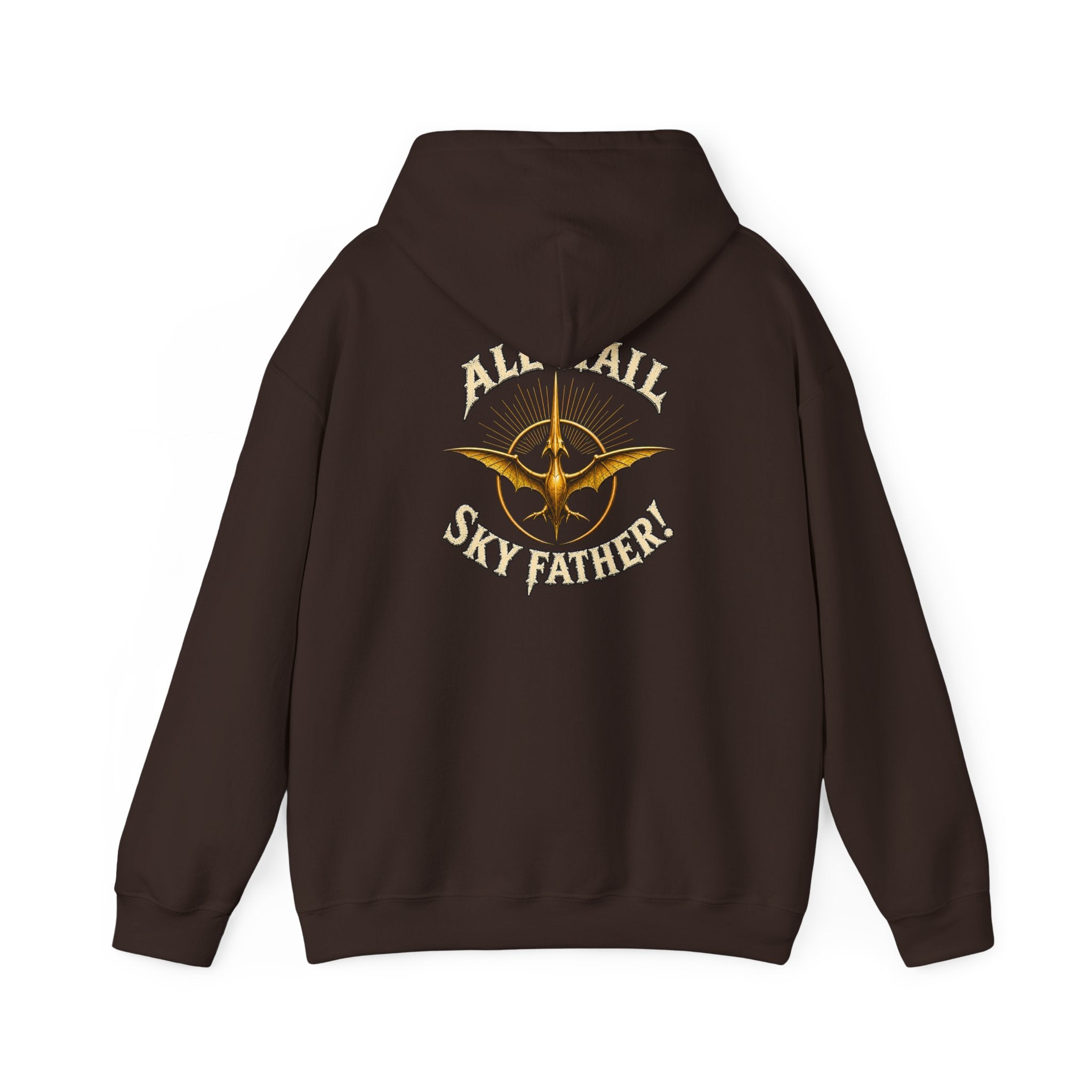 Sky Father Pteranodon Hoodie — "All Hail Sky Father" Graphic Hooded Sweatshirt