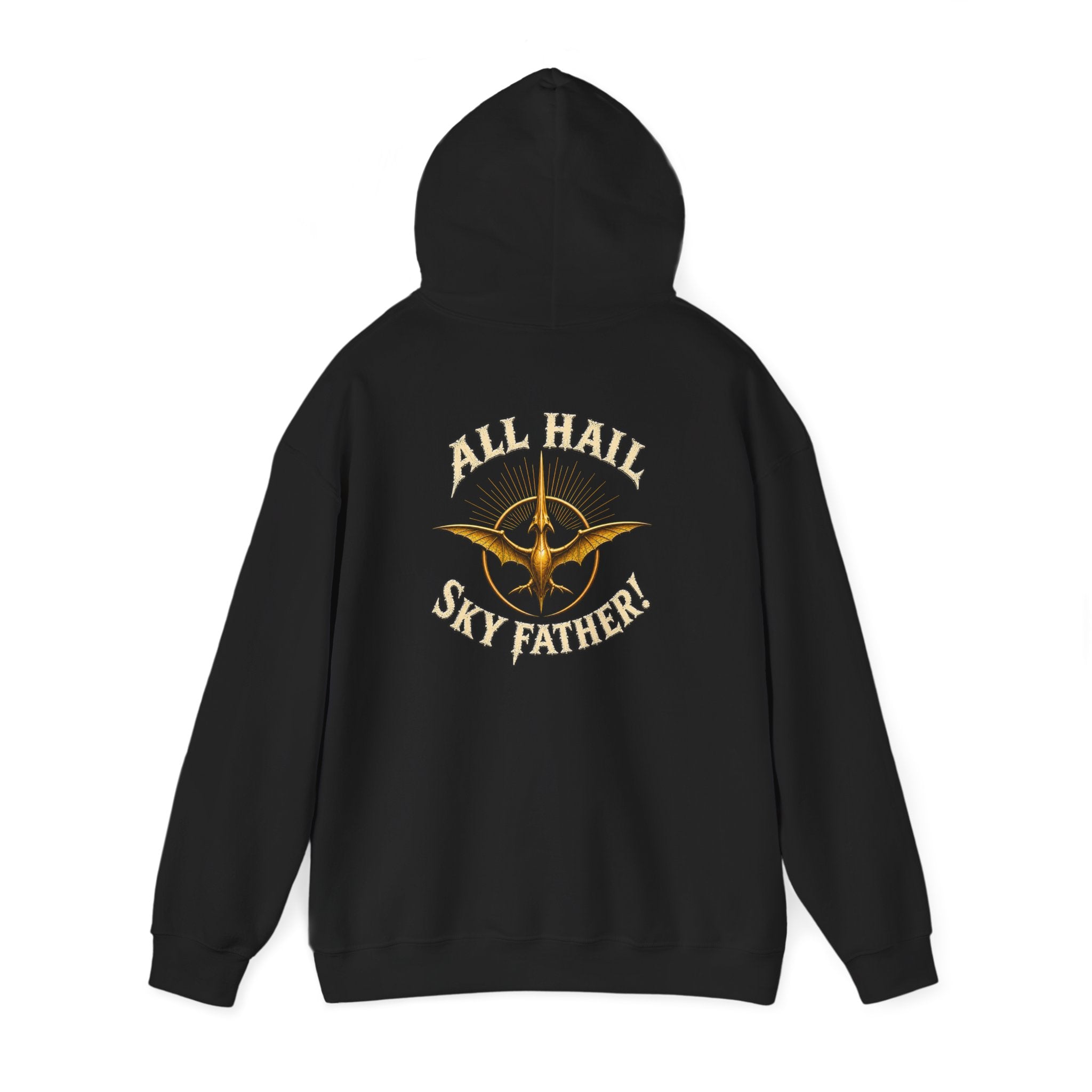 Sky Father Pteranodon Hoodie — "All Hail Sky Father" Graphic Hooded Sweatshirt