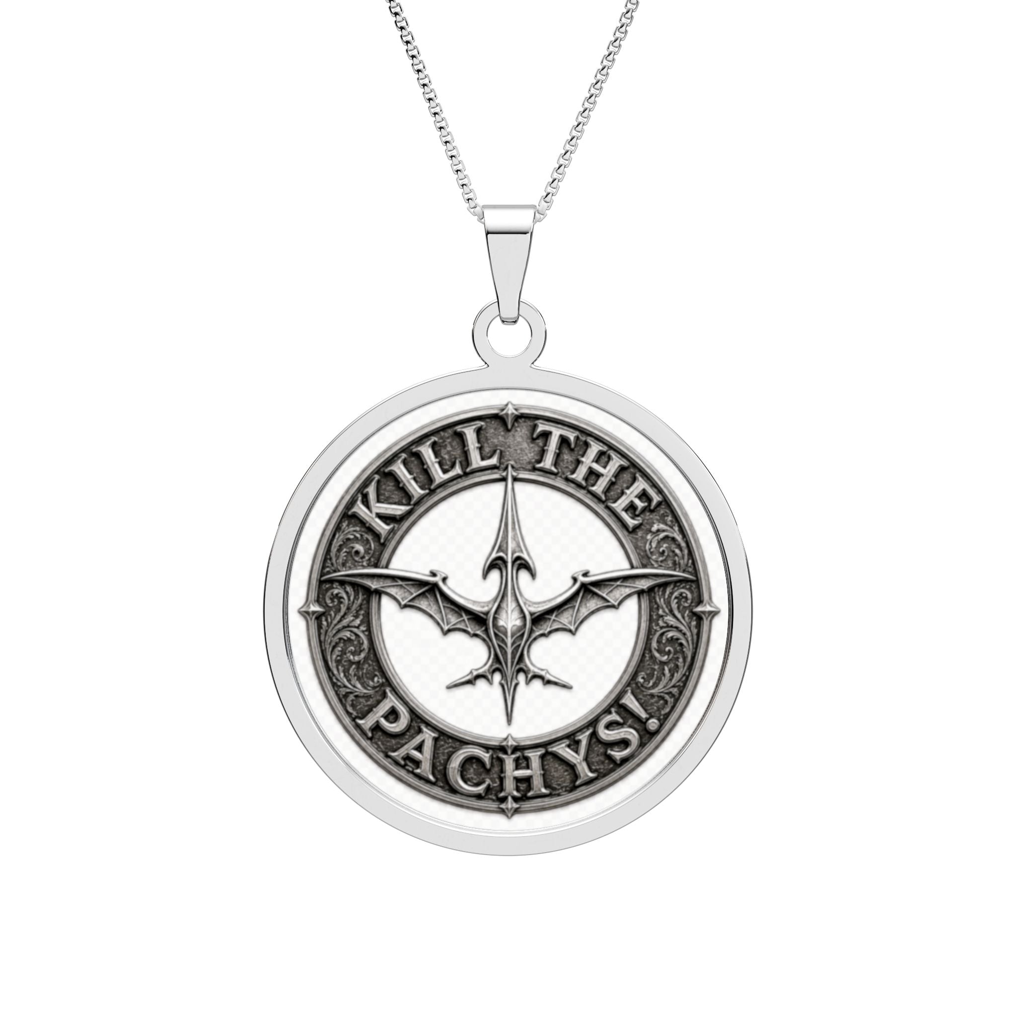 Round Photo Pendant Necklace — "Kill the Pachys!" Sky Father Emblem