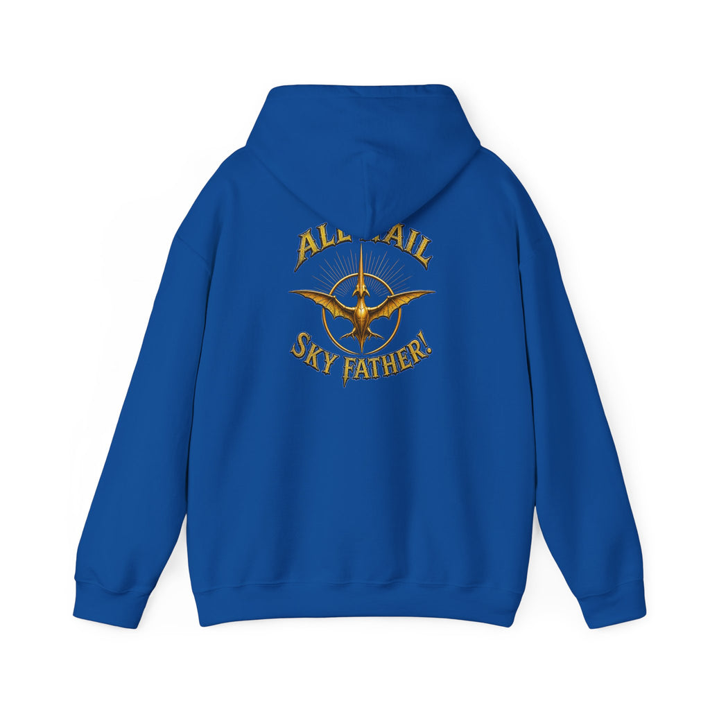 Sky Father Graphic Hoodie — "Kill the Pachys! / All Hail Sky Father!" Retro Dino Streetwear