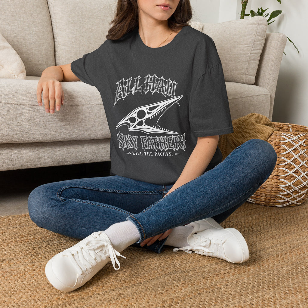 All Hail Sky Father T-Shirt — "All Hail Sky Father" Dinosaur Graphic Tee