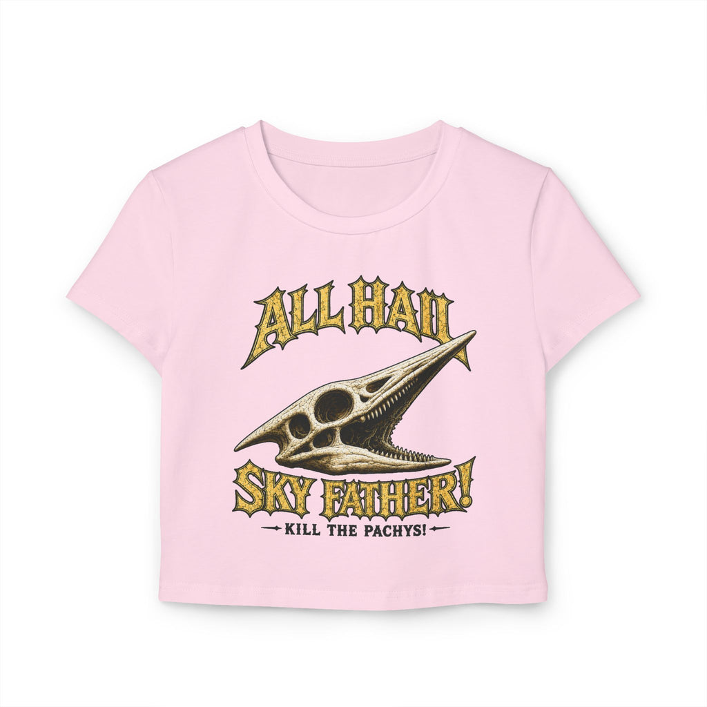 All Hail Sky Father! Crop Tee — Vintage Pteranodon Graphic Baby T‑Shirt