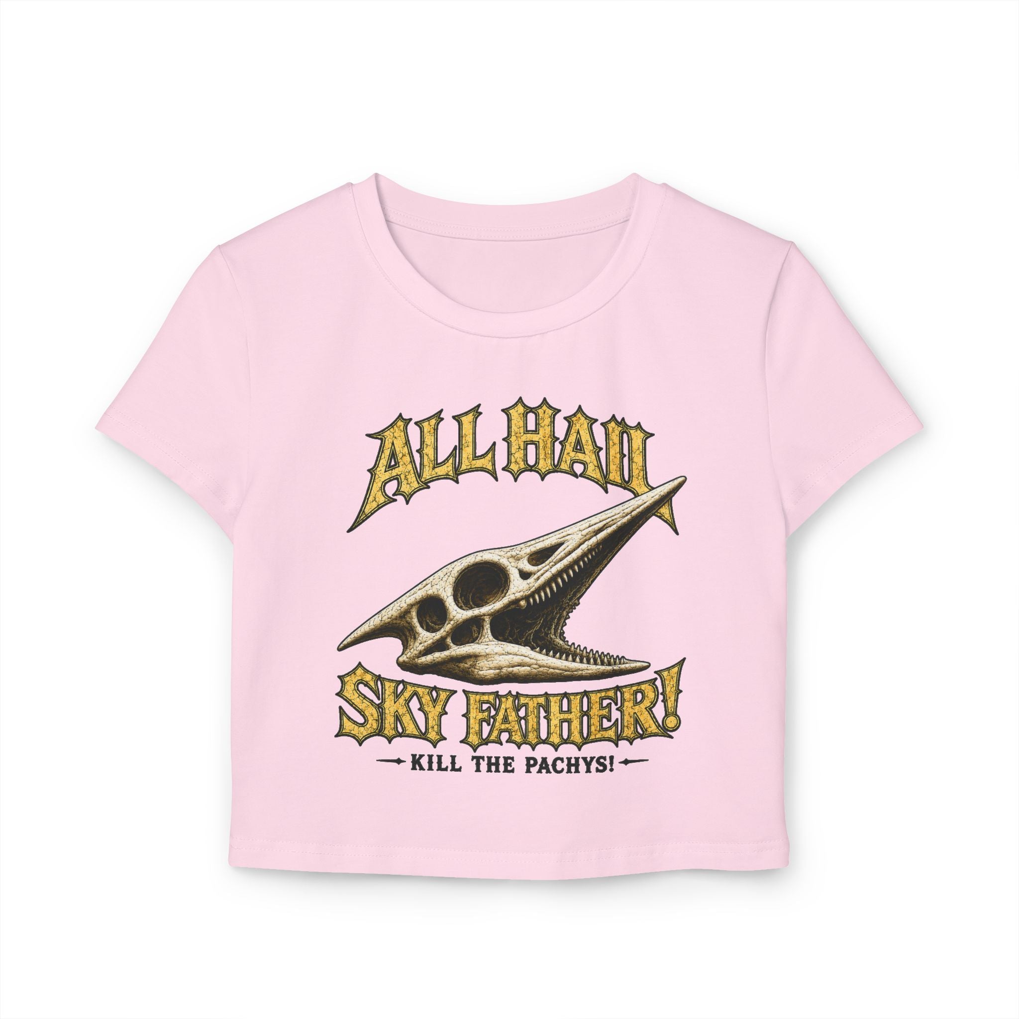 All Hail Sky Father! Crop Tee — Vintage Pteranodon Graphic Baby T‑Shirt