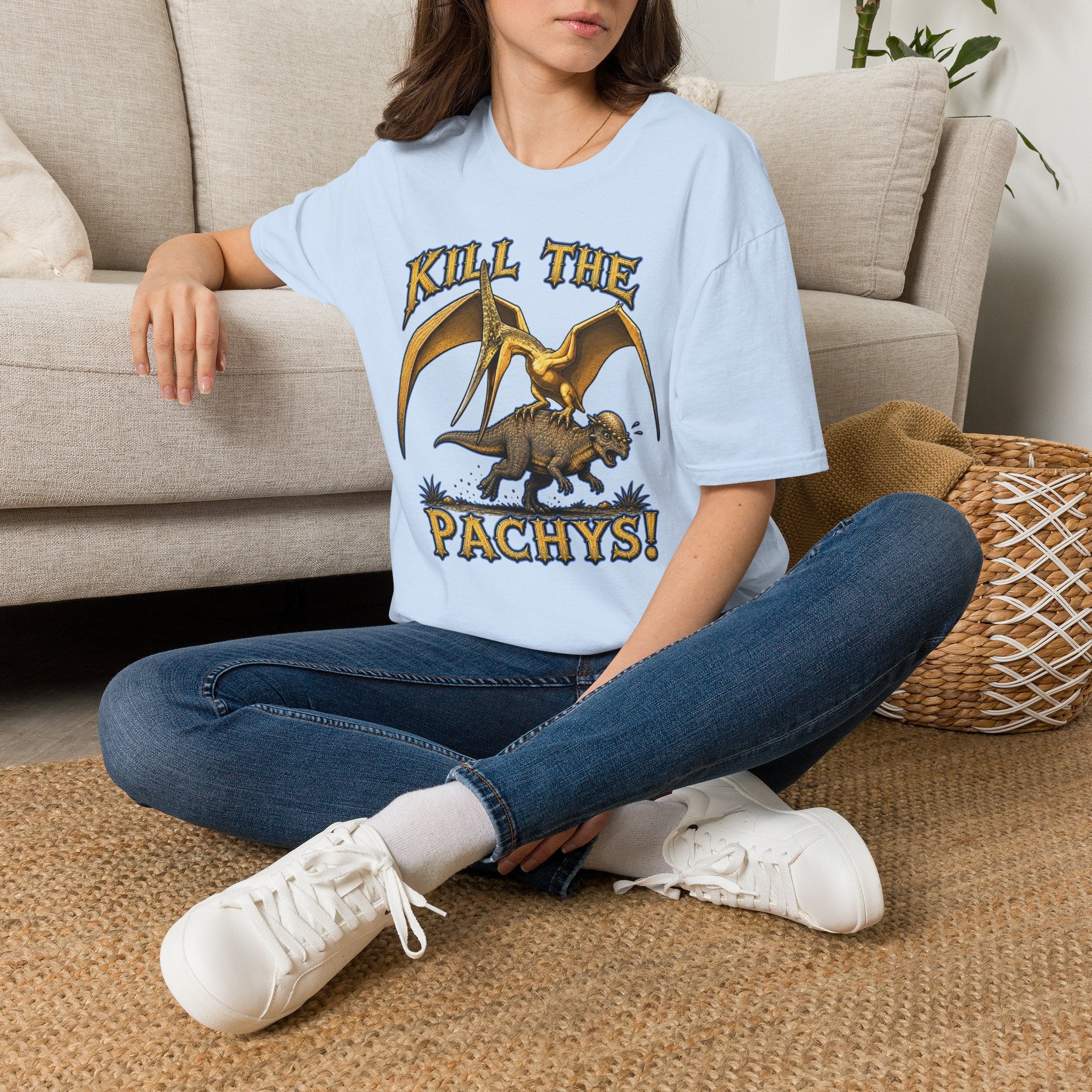 Graphic T-Shirt — "Kill the Pachys!" Sky Father Dinosaur Rock Tee