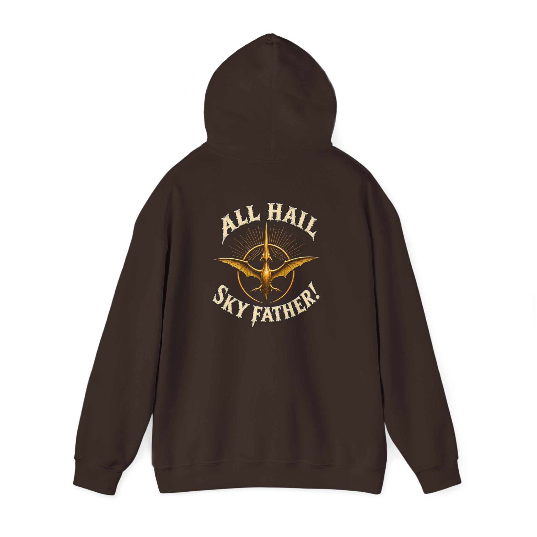Sky Father Pteranodon Hoodie — "All Hail Sky Father" Graphic Hooded Sweatshirt
