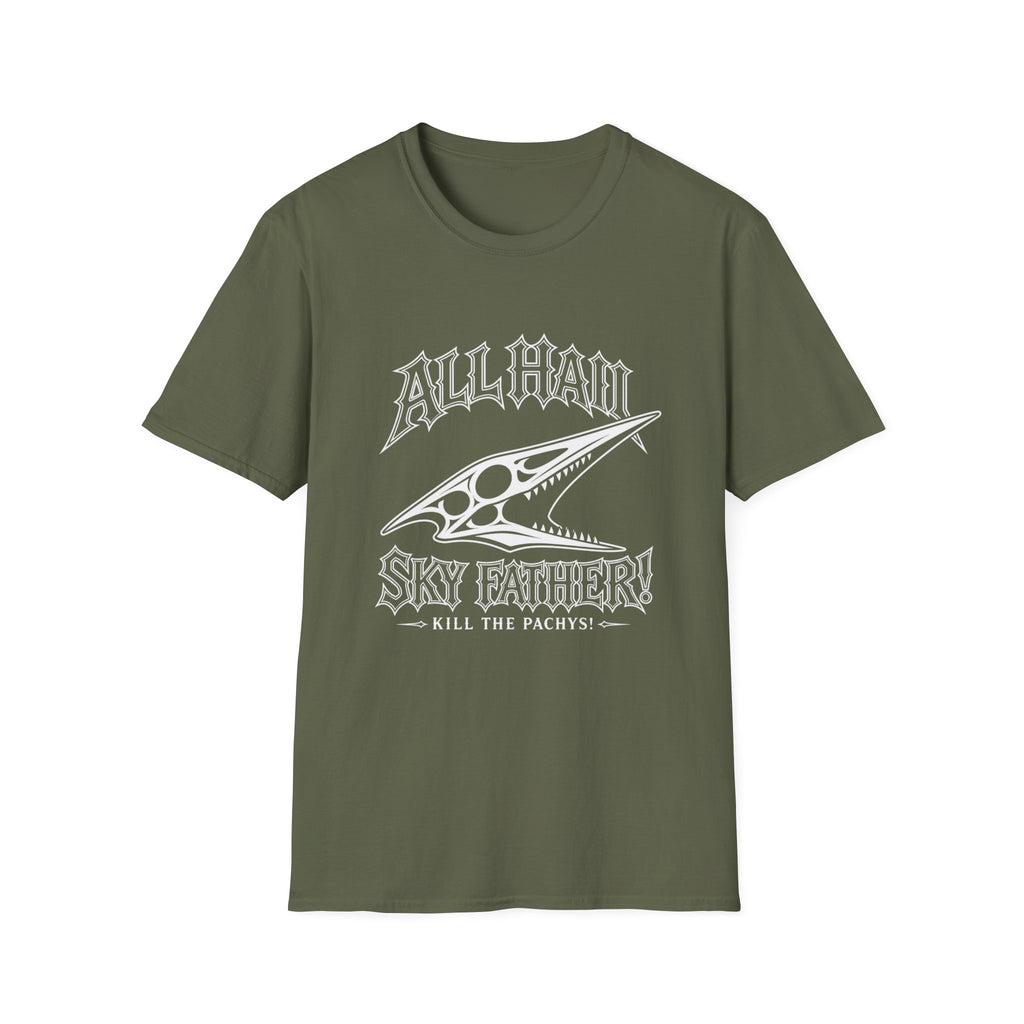 All Hail Sky Father T-Shirt — "All Hail Sky Father" Dinosaur Graphic Tee