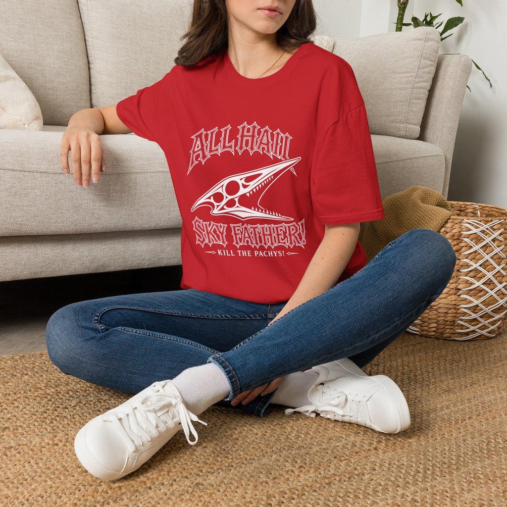 All Hail Sky Father T-Shirt — "All Hail Sky Father" Dinosaur Graphic Tee