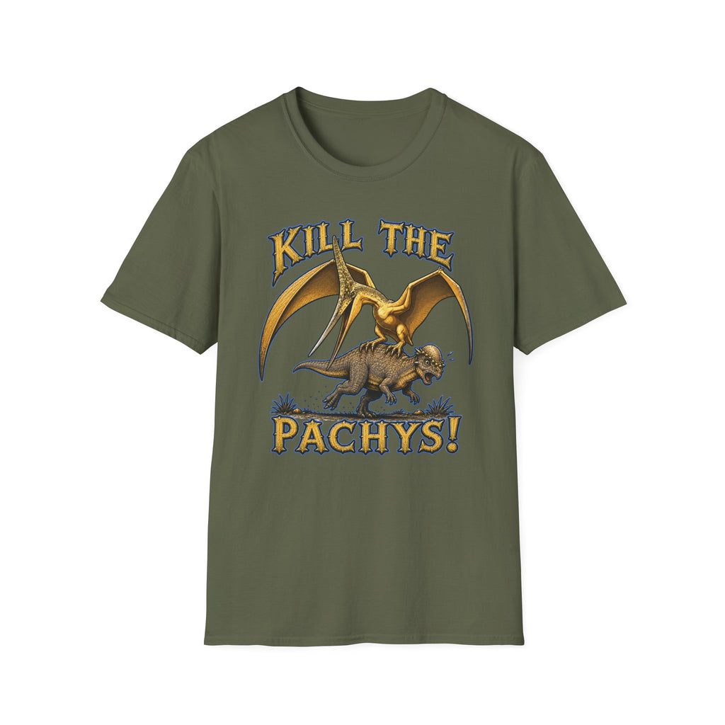 Graphic T-Shirt — "Kill the Pachys!" Sky Father Dinosaur Rock Tee