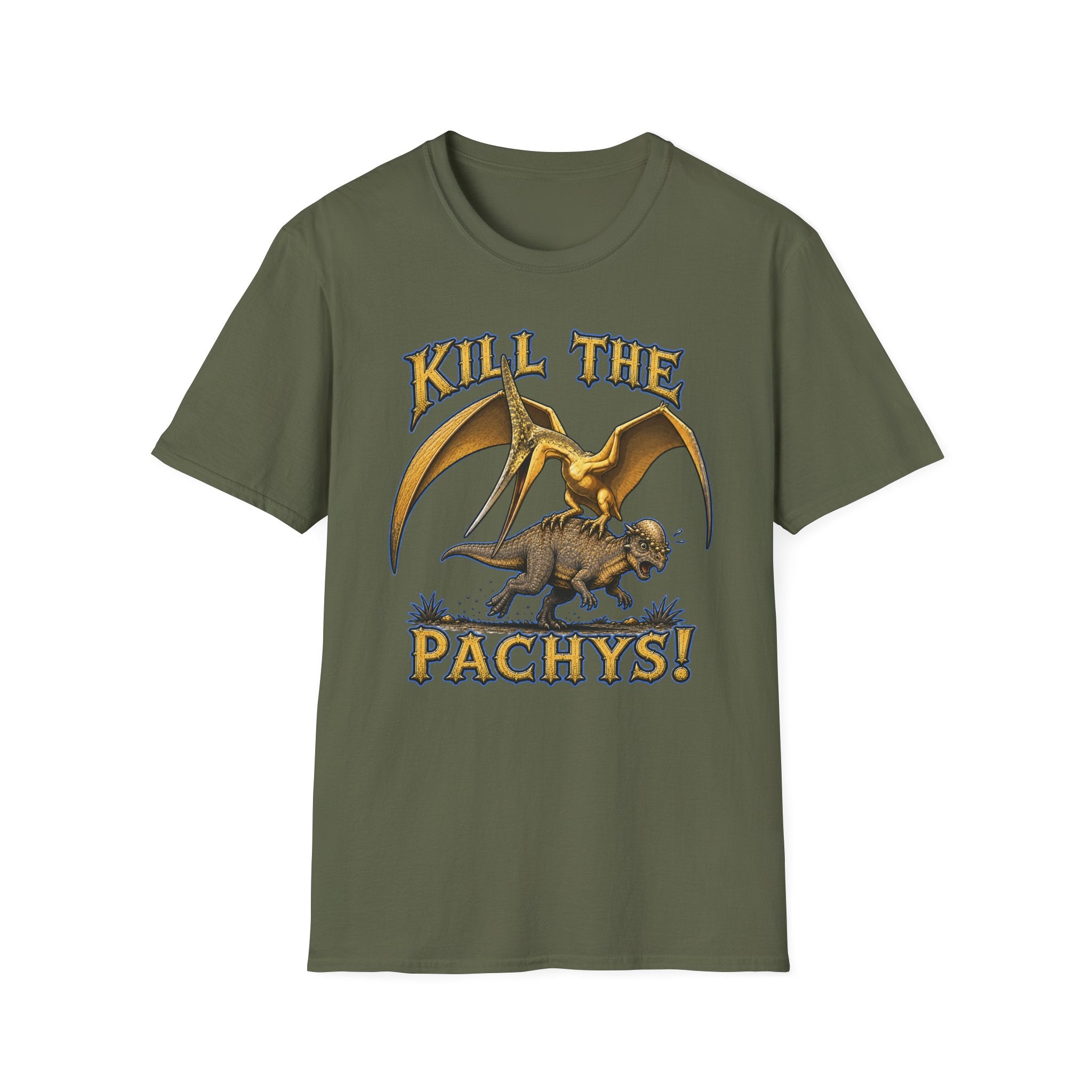 Graphic T-Shirt — "Kill the Pachys!" Sky Father Dinosaur Rock Tee
