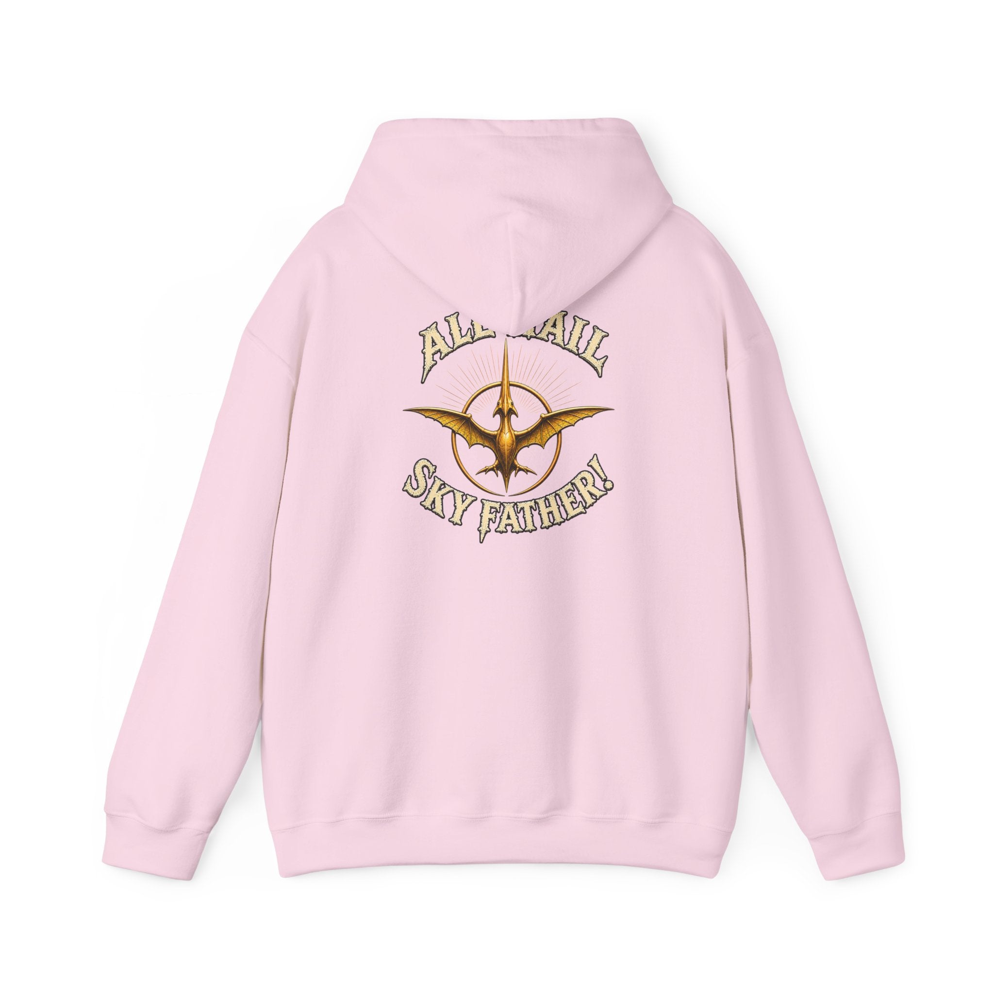Sky Father Pteranodon Hoodie — "All Hail Sky Father" Graphic Hooded Sweatshirt