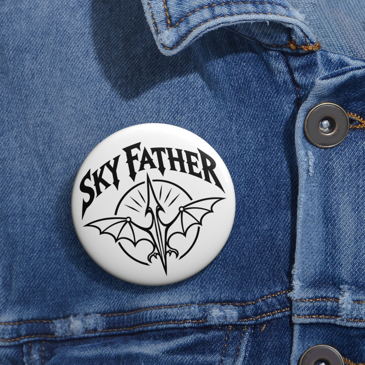 Sky Father Pin Button — Gothic Pteranodon Badge