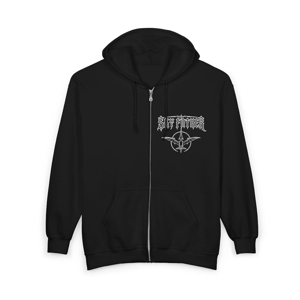 Sky Father Zip Hoodie — Retro Sky Father Graphic Full-Zip Sweatshirt