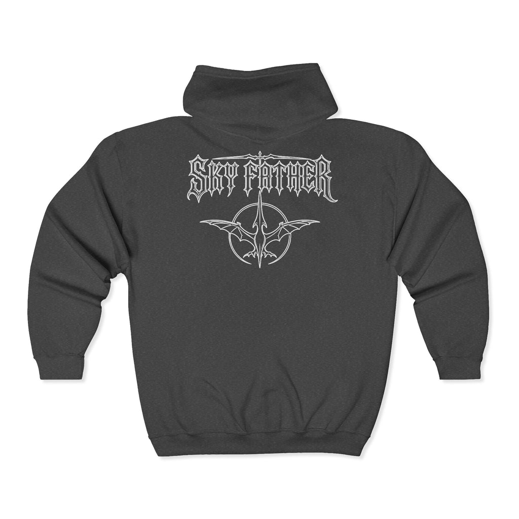 Sky Father Zip Hoodie — Retro Sky Father Graphic Full-Zip Sweatshirt