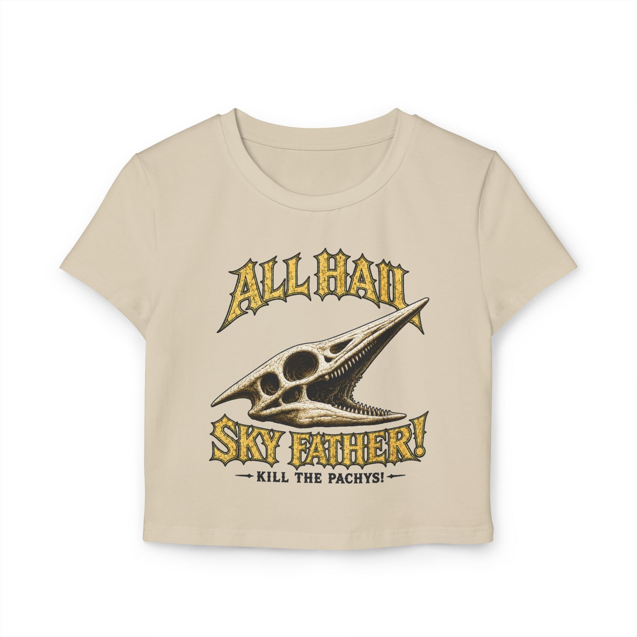 All Hail Sky Father! Crop Tee — Vintage Pteranodon Graphic Baby T‑Shirt