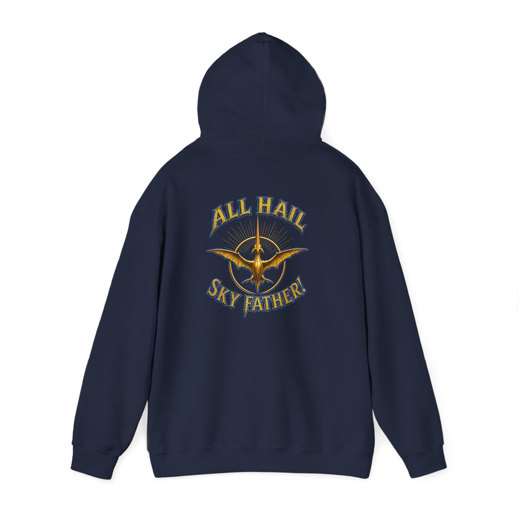 Sky Father Graphic Hoodie — "Kill the Pachys! / All Hail Sky Father!" Retro Dino Streetwear