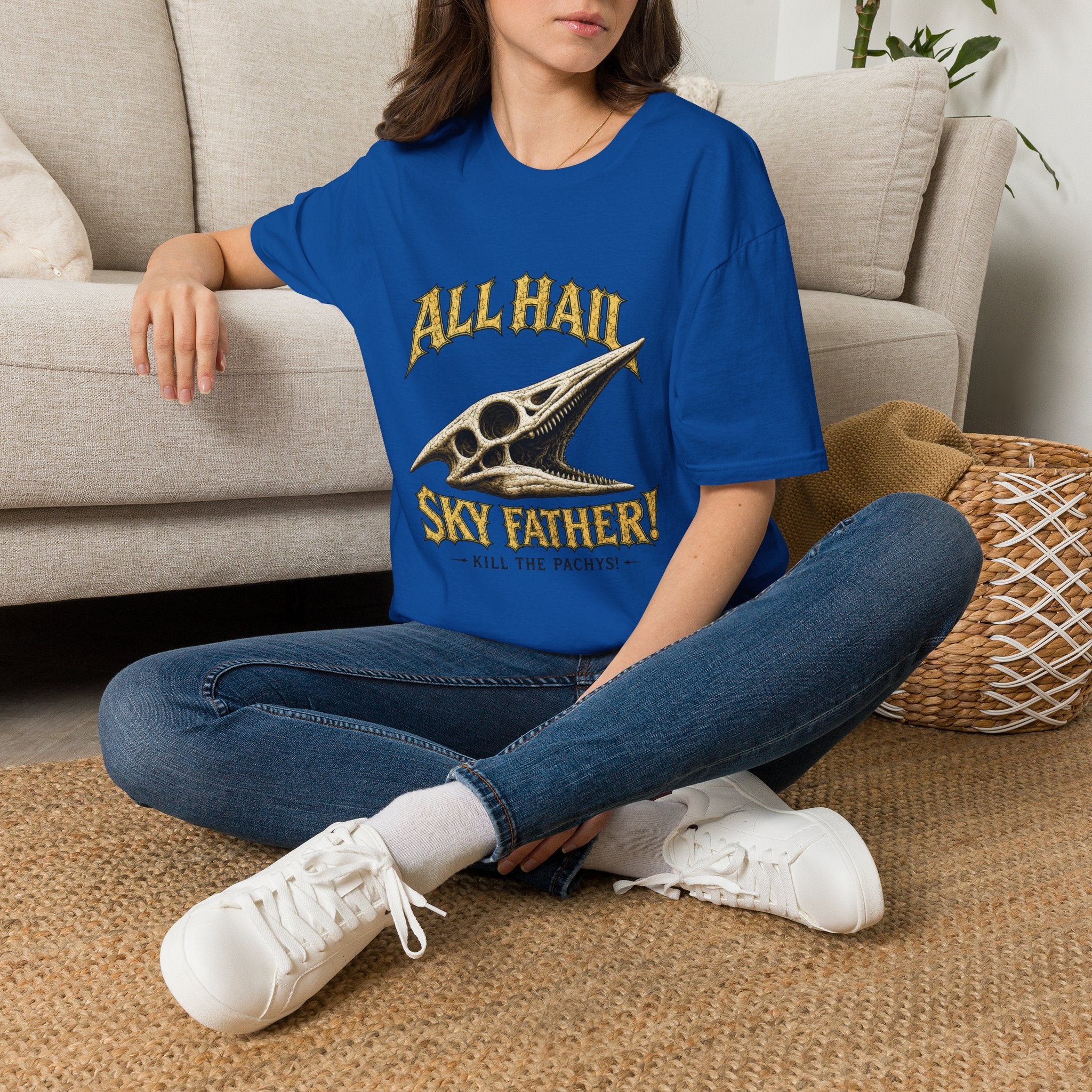All Hail Sky Father T-Shirt — "All Hail Sky Father" Dinosaur Graphic Tee