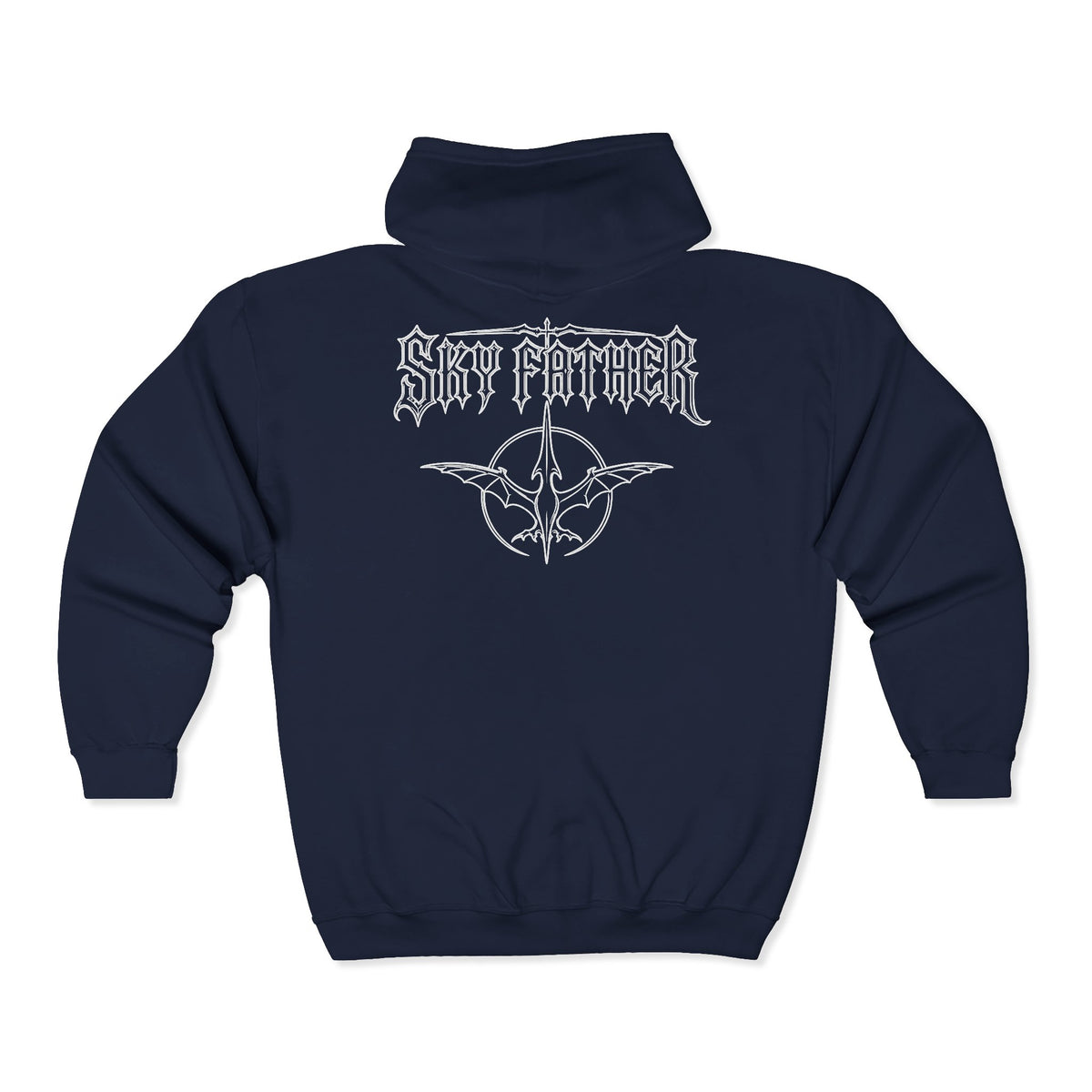 Sky Father Zip Hoodie — Retro Sky Father Graphic Full-Zip Sweatshirt