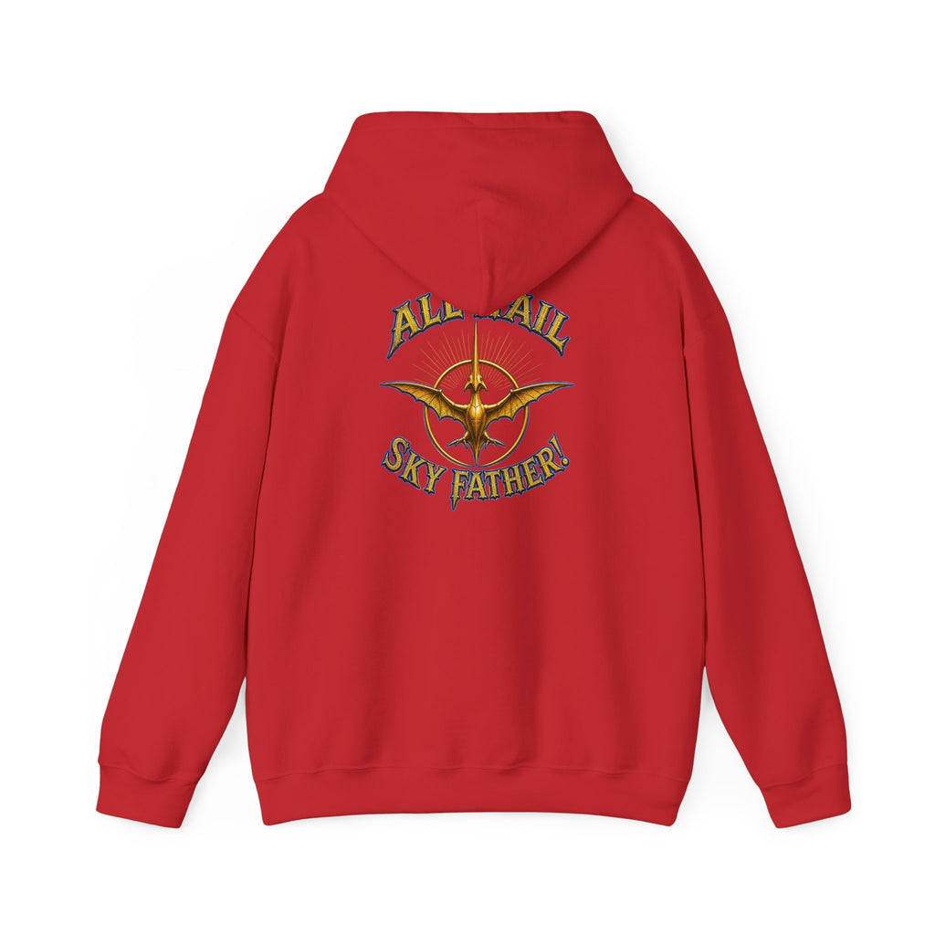 Sky Father Graphic Hoodie — "Kill the Pachys! / All Hail Sky Father!" Retro Dino Streetwear