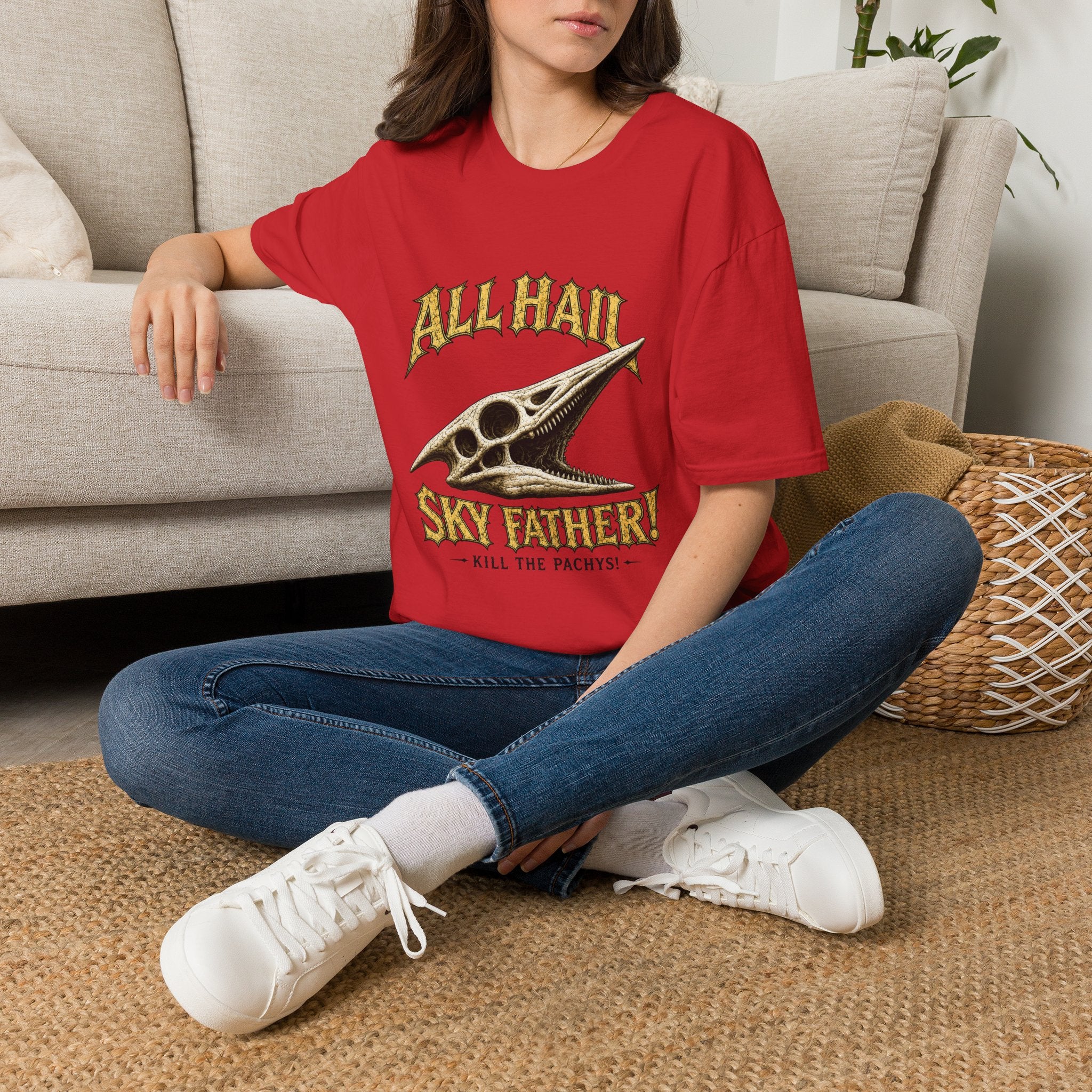 All Hail Sky Father T-Shirt — "All Hail Sky Father" Dinosaur Graphic Tee