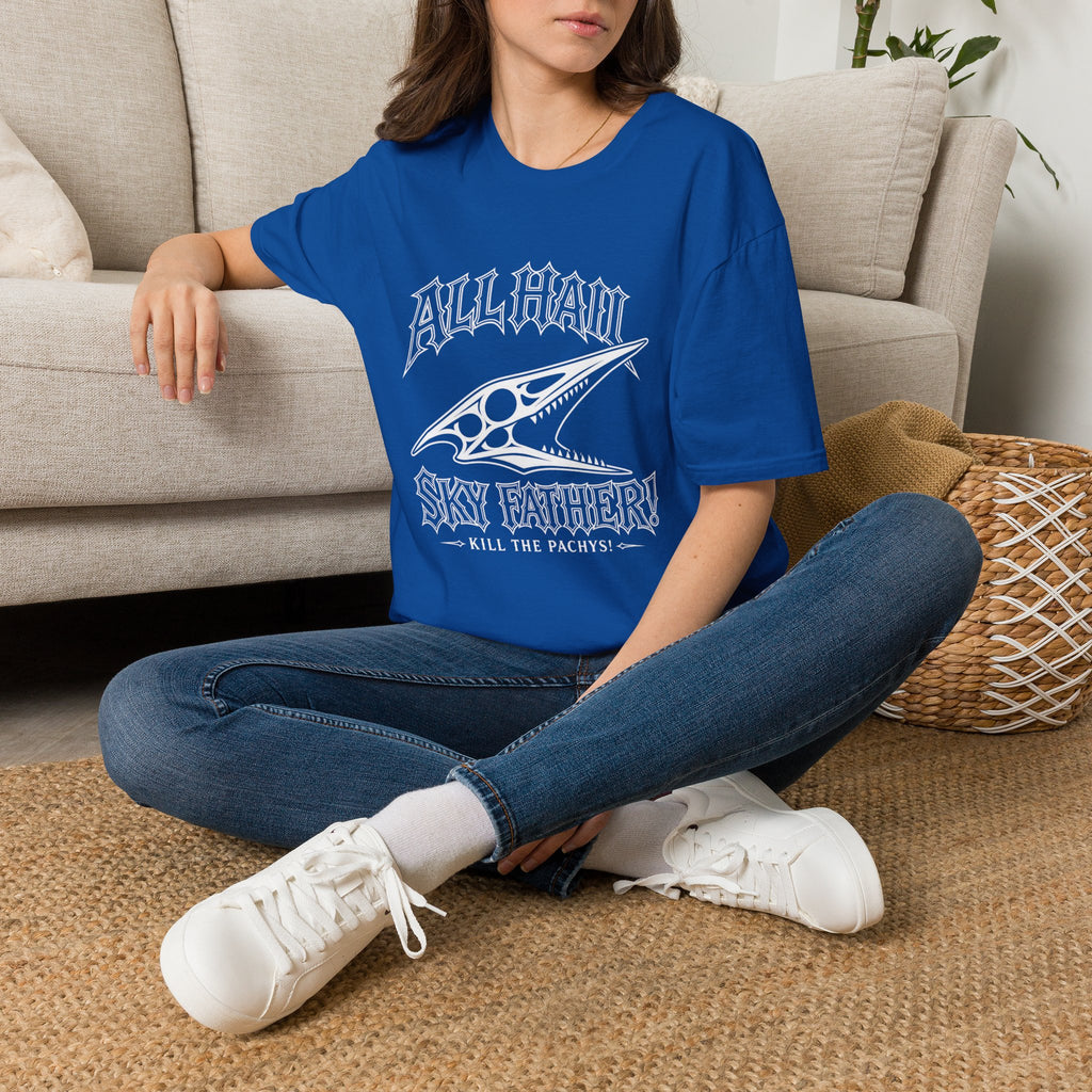 All Hail Sky Father T-Shirt — "All Hail Sky Father" Dinosaur Graphic Tee