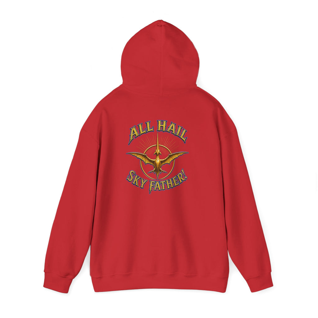 Sky Father Graphic Hoodie — "Kill the Pachys! / All Hail Sky Father!" Retro Dino Streetwear