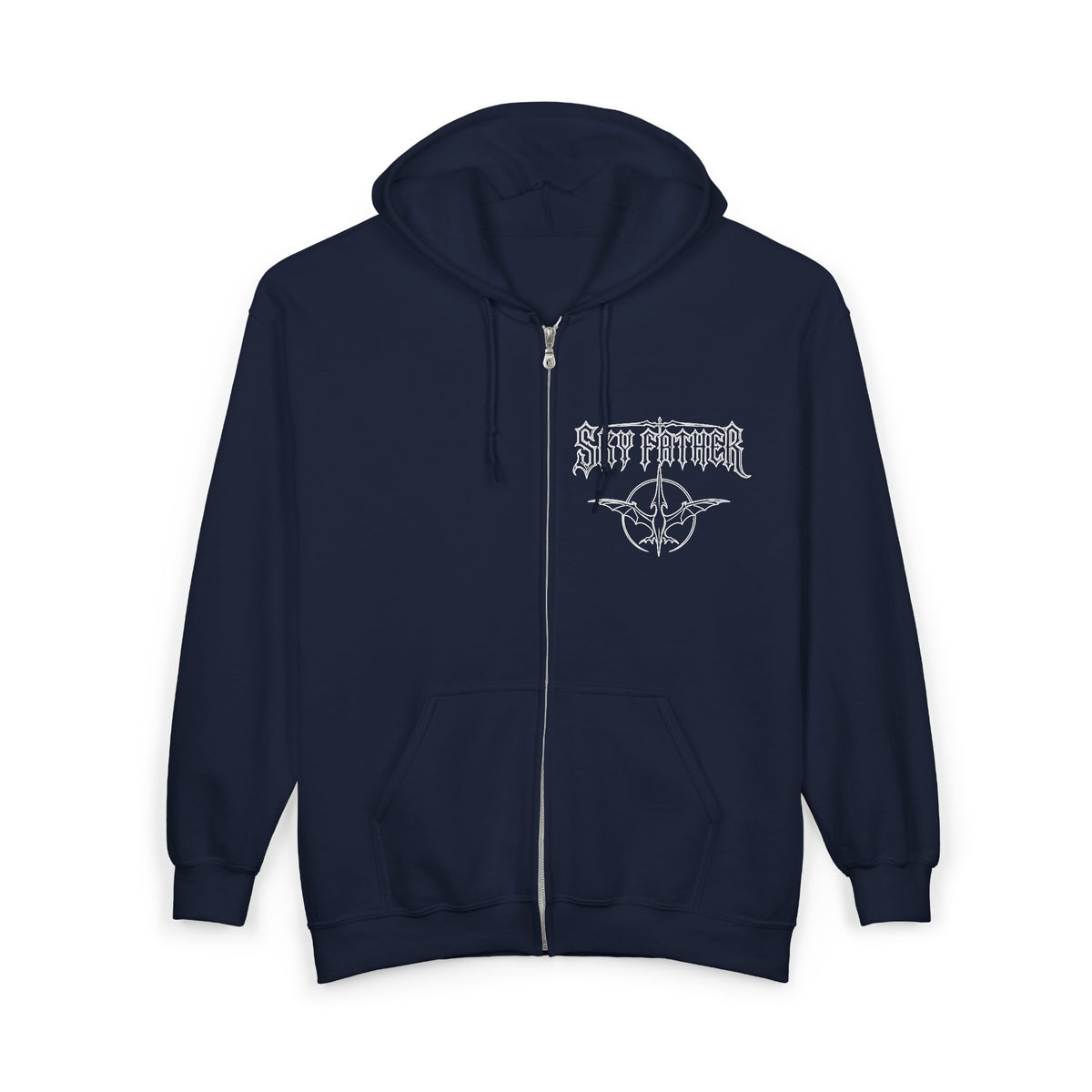 Sky Father Zip Hoodie — Retro Sky Father Graphic Full-Zip Sweatshirt