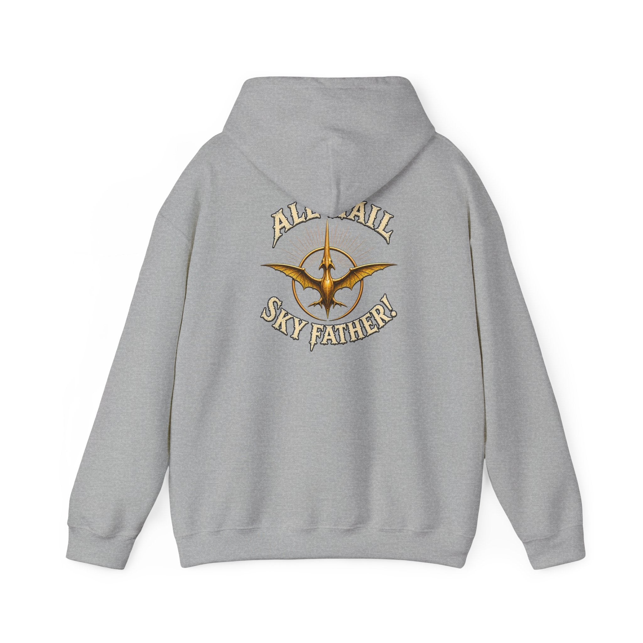 Sky Father Pteranodon Hoodie — "All Hail Sky Father" Graphic Hooded Sweatshirt