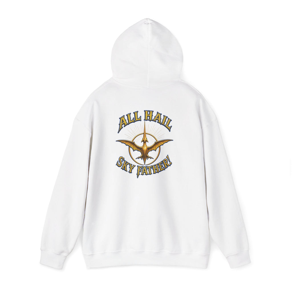 Sky Father Graphic Hoodie — "Kill the Pachys! / All Hail Sky Father!" Retro Dino Streetwear