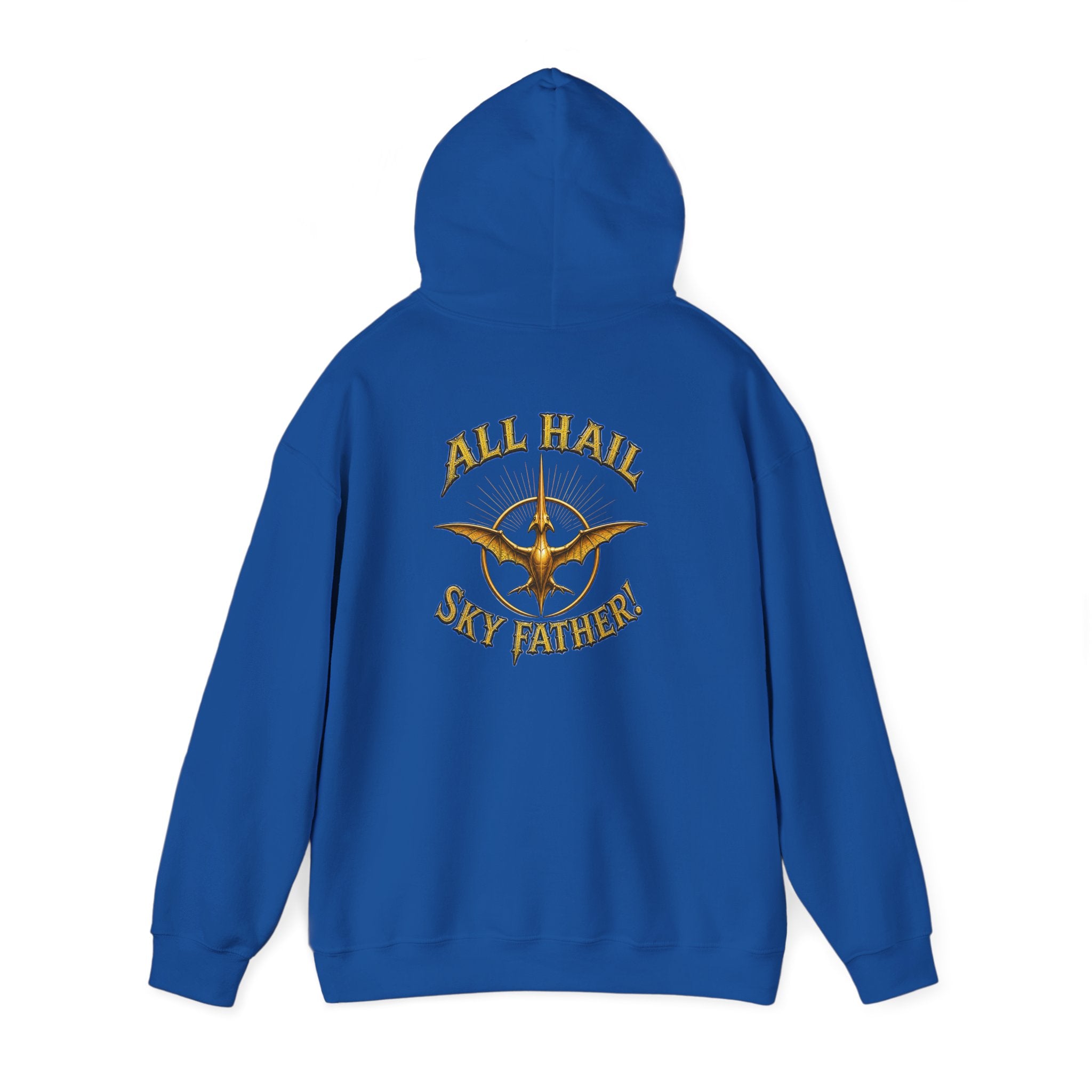 Sky Father Graphic Hoodie — "Kill the Pachys! / All Hail Sky Father!" Retro Dino Streetwear