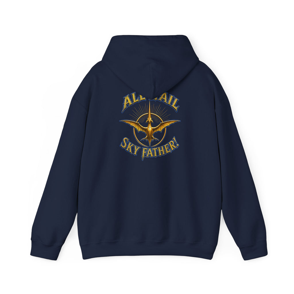 Sky Father Graphic Hoodie — "Kill the Pachys! / All Hail Sky Father!" Retro Dino Streetwear